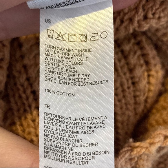 Amuse Society Stevie Crochet Clay Brown Open Knit Sweater Size XS - Picture 6 of 8